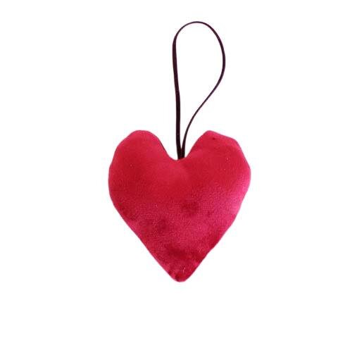 Hjerte i velour - H 9 cm - Rød