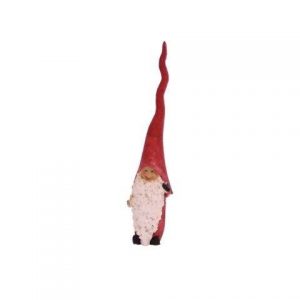 Nisse med lang nissehue - H 21 cm - Rød m stjerne