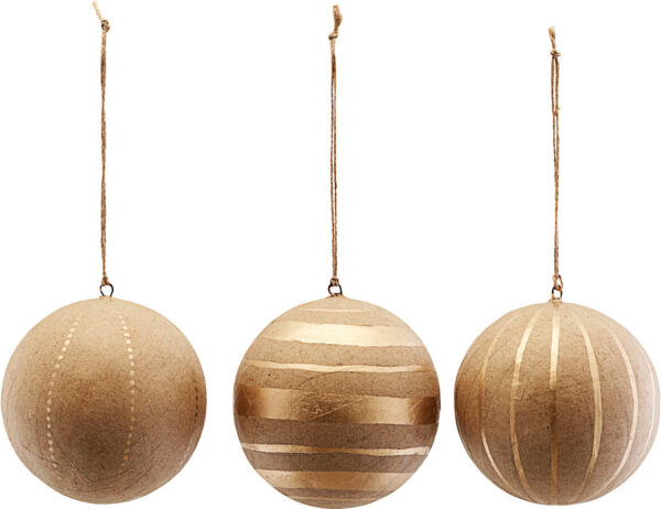 Ornament, Craft, Sæt Af 3 Designs by House Doctor (Ø: 10 cm., Guld)