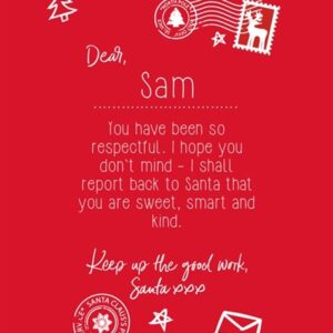 Rød T-shirt - brev fra julemand - med broderet navn på