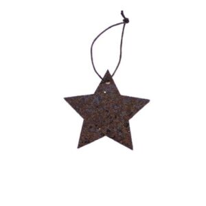 Sort stjerne ophæng med glimmer - Ø 6,5 cm