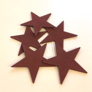 Stjerner i træ - 8 cm - 5 stk. - Bordeaux