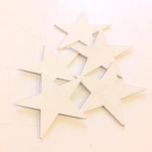 Stjerner i træ - 8 cm - 5 stk. - Hvid