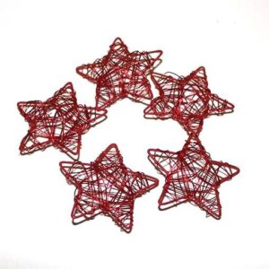 Trådstjerne - Rød 5 cm - 5 stk