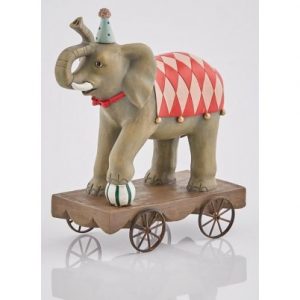 Elefant på vogn i polyresin H25 cm - Grå