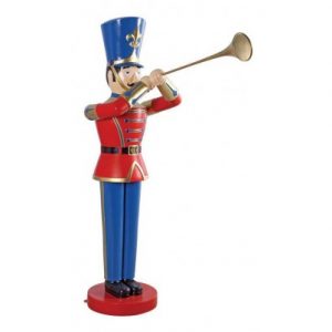 Soldat med trompet H122 x D79 x B36 cm - Rød/Blå
