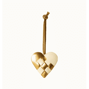 Flettet hjerte metal ornament guld - Maileg
