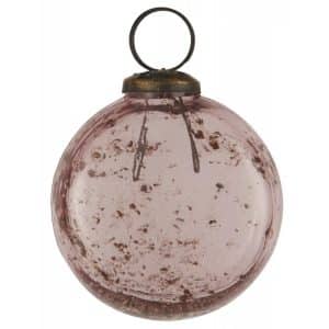 Julekugle m/ flade sider glas rosa - Ib Laursen H: 7 cm