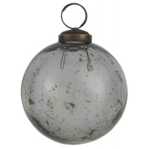 Julekugle rund glas grå - Ib Laursen Dia: 8 cm