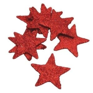 Glimmer stjerner 8 stk - Røde
