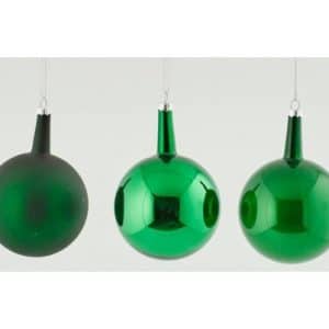 Julekugle i glas H12 x Ø8 cm assorteret - Grøn