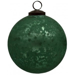 Julekugle i glas Ø12 cm - Antik grøn