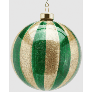 Julekugle i glas Ø12 cm - Guld/Grøn