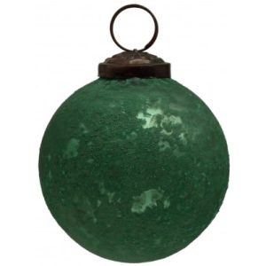 Julekugle i glas Ø8 cm - Antik grøn