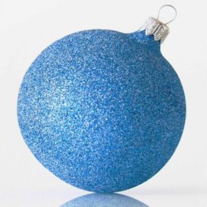 Julekugle i mundblæst glas Ø8 cm - Blå