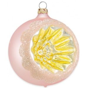 Julekugle i mundblæst glas Ø8 cm - Mat lotus med reflektor