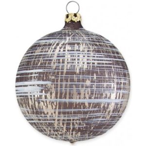 Julekugle i mundblæst glas Ø8 cm - Mat slidt bronzebrun