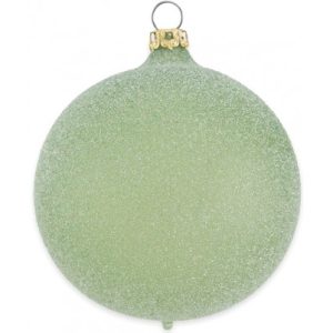 Julekugle i mundblæst glas Ø8 cm - Satineret olivengrøn