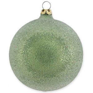 Julekugle i mundblæst glas Ø8 cm - Skinnende mørkegrøn