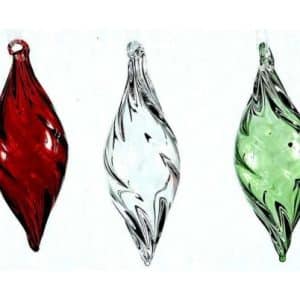 Juleophæng i glas H10 cm assorteret - Rød/Grøn/Klar