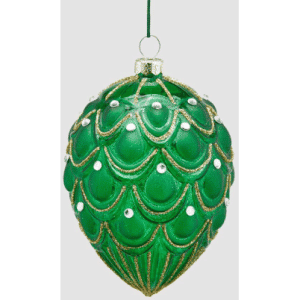 Juleophæng i glas H11 cm - Grøn