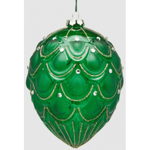 Juleophæng i glas H16 cm - Grøn