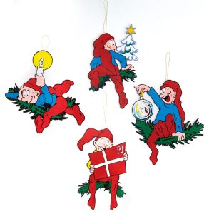 Bramming trænisse med julepynt 40 cm -Julekugle