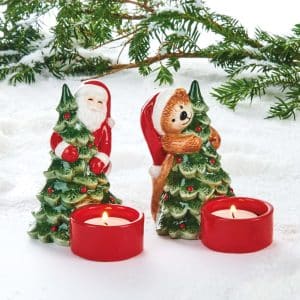 Fyrfadsstage med juletræ - Julemand