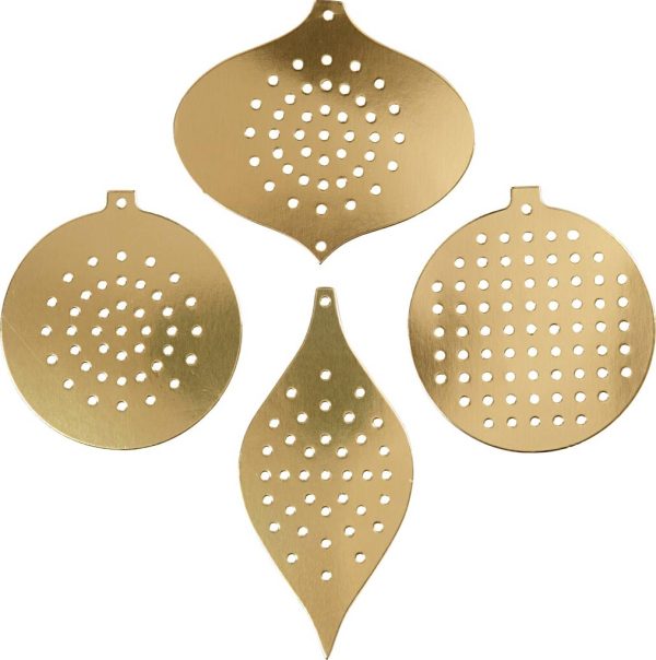 Sykarton - Juleornamenter - H 8,5-12 Cm - Hulstr. 3 Mm - Metallic Guld - 8 Stk.