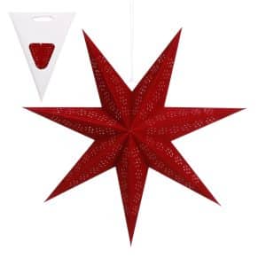 Stjerne med hulmønster rød 60 cm i dia