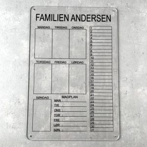 Akryl familiekalender lodret model