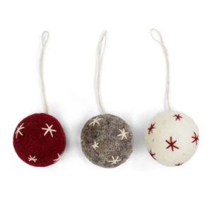 Ball Ornaments w/Stars - Set of 3 Gry & Sif