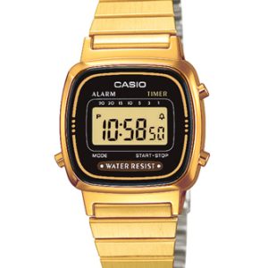 CASIO CLASSIC/RETRO - BASIC (3191) i guldfarvet med lænke