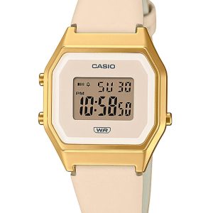 Casio Vintage LA680WEGL-4EF guldfarvet med beige læderrem