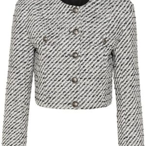 Gestuz - Jakke - AmilinaGZ Jacket - Blacknwhite Lurex Twill