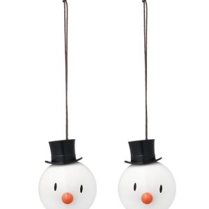 Hoptimist Julekugler - Snowman - 2 stk - Ø:5 cm - Hvid