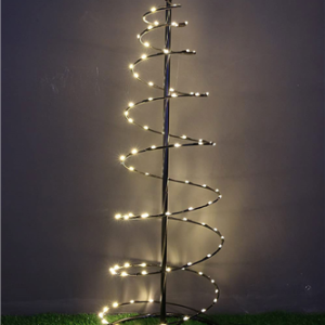 Juletræ 145 Cm. Sort M. 80 Led Spiral. Metal Med Topstjerne