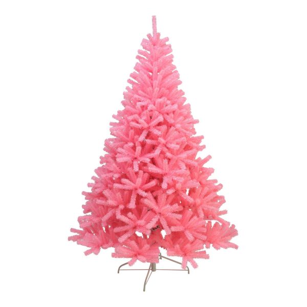 Kunstig juletræ m. afstivet top, pink - H180 x D129,5 cm.