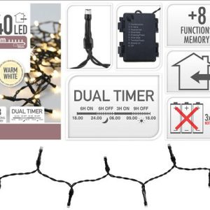 Lyskæde Udendørs Og Indendørs M/40 Led Varm Lys Og Batteri