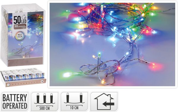 Lyskæde multifarvet 50 LED