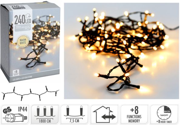 Lyskæde varm hvid 240 LED