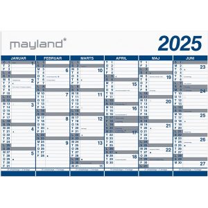 Mayland Kæmpekalender 2x6 mdr. PP-plast rør 2025