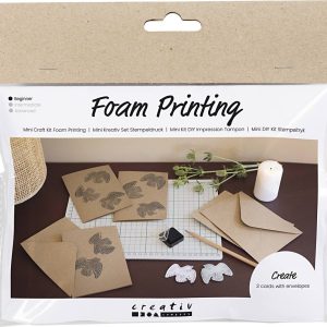 Mini Diy Kit Stempeltryk - Kort Med Duer - Beige - 1pk.