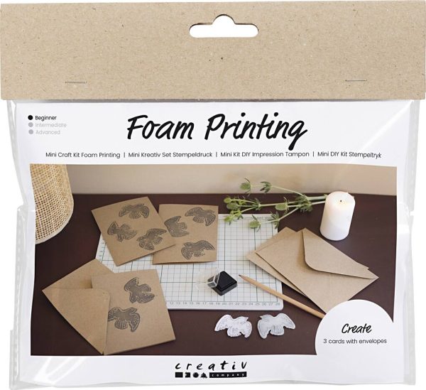 Mini Diy Kit Stempeltryk - Kort Med Duer - Beige - 1pk.