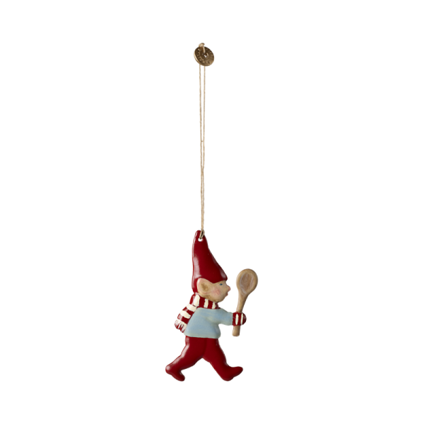 Nisse m/ ske metal ornament - Maileg