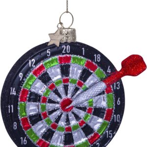 Ornament Glass Black Dartboard H8.5cm