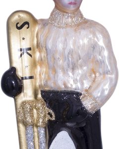 Ornament Glass Champagne ski boy H12.5cm