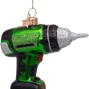 Ornament Glass Green Drill Machine H8.5cm