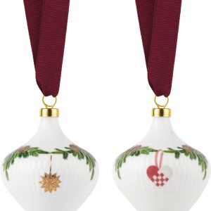 Stjerne Riflet Jul Ornament sæt, 8,5 cm., 2 stk.