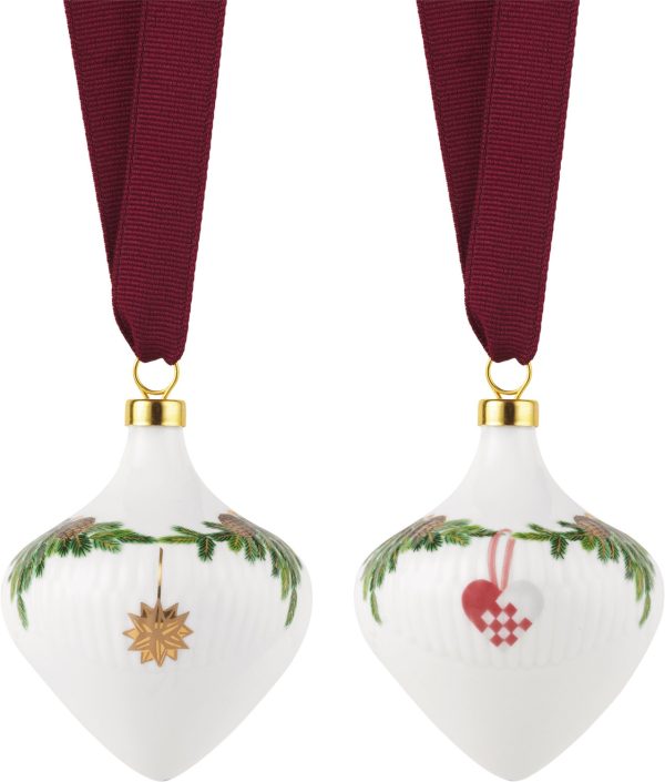 Stjerne Riflet Jul Ornament sæt, 8,5 cm., 2 stk.